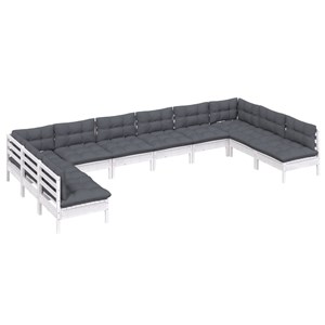 Maison exclusive - salon de jardin 10 pcs avec coussins blanc bois de pin massif