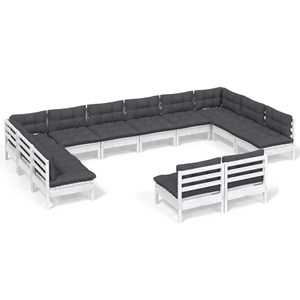 Maison exclusive - salon de jardin 12 pcs avec coussins blanc bois de pin solide