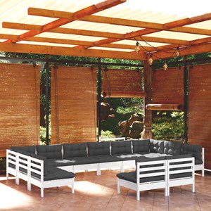 Maison exclusive - salon de jardin 12 pcs avec coussins blanc bois de pin solide