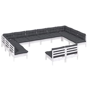 Maison exclusive - salon de jardin 12 pcs avec coussins blanc bois de pin solide