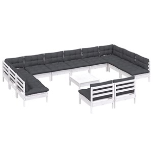 Maison exclusive - salon de jardin 13 pcs avec coussins blanc bois de pin solide