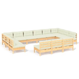 Maison exclusive - salon de jardin 13 pcs avec coussins crème bois de pin solide