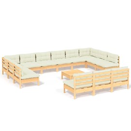 Maison exclusive - salon de jardin 14 pcs avec coussins crème bois de pin solide