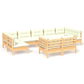 Maison exclusive - salon de jardin 9 pcs avec coussins crème bois de pin massif