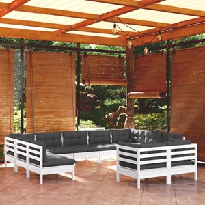 Maison exclusive - salon de jardin 11 pcs avec coussins blanc bois de pin solide