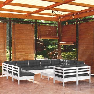 Maison exclusive - salon de jardin 12 pcs avec coussins blanc bois de pin solide