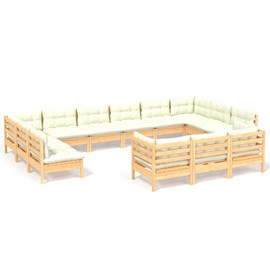 Maison exclusive - salon de jardin 13 pcs avec coussins crème bois de pin