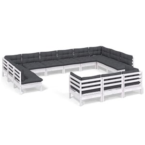 Maison exclusive - salon de jardin 13 pcs avec coussins blanc bois de pin
