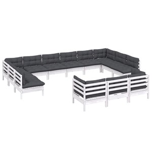 Maison exclusive - salon de jardin 13 pcs avec coussins blanc bois de pin