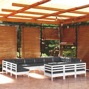 Maison exclusive - salon de jardin 14 pcs avec coussins blanc bois de pin
