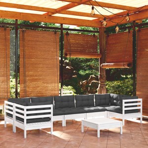 Maison exclusive - salon de jardin 8 pcs avec coussins blanc bois de pin