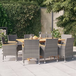 Maison exclusive - ensemble à manger de jardin 9 pcs avec coussins gris