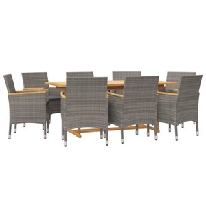 Maison exclusive - ensemble à manger de jardin 9 pcs avec coussins gris