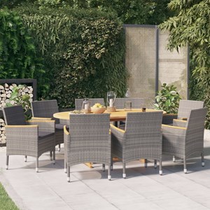 Maison exclusive - ensemble à manger de jardin 9 pcs avec coussins gris