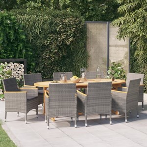 Maison exclusive - ensemble à manger de jardin 9 pcs avec coussins gris