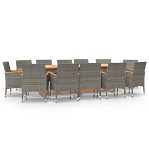 Maison exclusive - ensemble à manger de jardin 13 pcs avec coussins gris