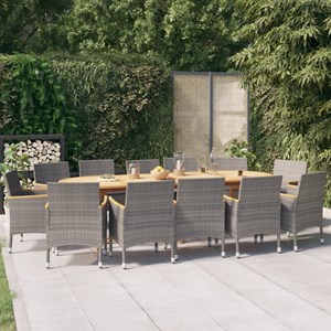 Maison exclusive - ensemble à manger de jardin 13 pcs avec coussins gris