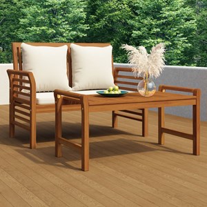 Maison exclusive - salon de jardin avec coussins blanc crème 2 pcs bois massif
