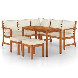 Maison exclusive - ensemble à manger de jardin 6 pcs avec coussins bois d'acacia