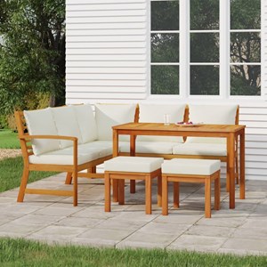 Maison exclusive - ensemble à manger de jardin 6 pcs avec coussins bois d'acacia