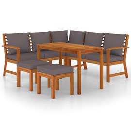 Maison exclusive - ensemble à manger de jardin 6 pcs avec coussins bois d'acacia