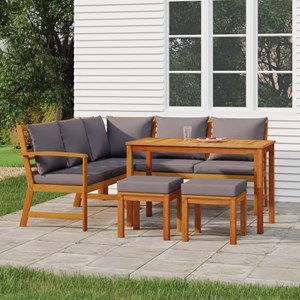 Maison exclusive - ensemble à manger de jardin 6 pcs avec coussins bois d'acacia
