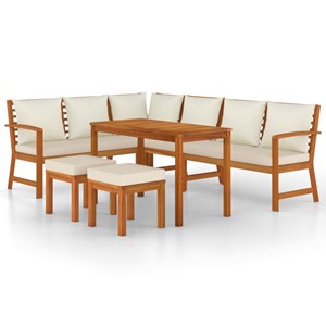 Maison exclusive - ensemble à manger de jardin coussins 7 pcs bois acacia