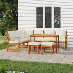 Maison exclusive - ensemble à manger de jardin coussins 7 pcs bois acacia