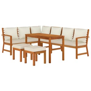 Maison exclusive - ensemble à manger de jardin coussins 7 pcs bois acacia