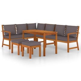 Maison exclusive - ensemble à manger de jardin coussins 7 pcs bois acacia