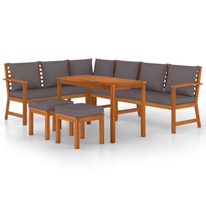 Maison exclusive - ensemble à manger de jardin coussins 7 pcs bois acacia