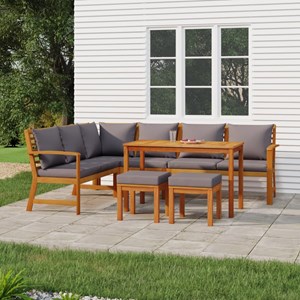 Maison exclusive - ensemble à manger de jardin coussins 7 pcs bois acacia