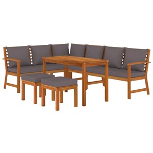 Maison exclusive - ensemble à manger de jardin coussins 7 pcs bois acacia