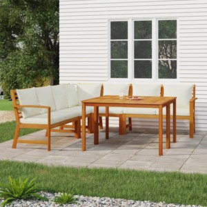 Maison exclusive - ensemble à manger de jardin coussins 7 pcs bois acacia