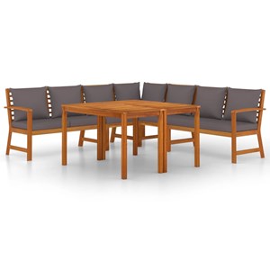 Maison exclusive - ensemble à manger de jardin coussins 7 pcs bois acacia