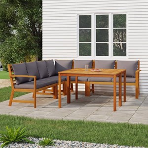 Maison exclusive - ensemble à manger de jardin coussins 7 pcs bois acacia