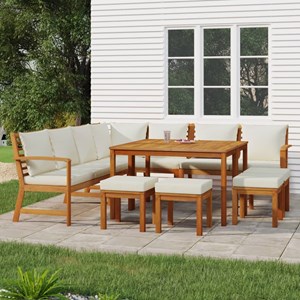 Maison exclusive - ensemble à manger de jardin avec coussins 11 pcs bois d'acaci