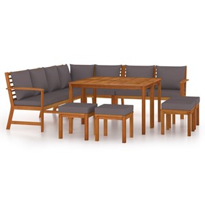Maison exclusive - ensemble à manger de jardin avec coussins 11 pcs bois d'acaci