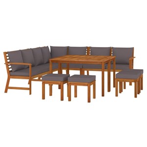 Maison exclusive - ensemble à manger de jardin avec coussins 11 pcs bois d'acaci