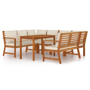 Maison exclusive - ensemble à manger de jardin coussins 7 pcs bois acacia