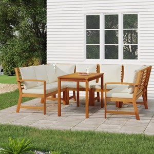 Maison exclusive - ensemble à manger de jardin coussins 7 pcs bois acacia