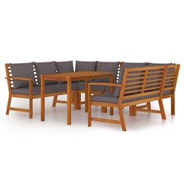 Maison exclusive - ensemble à manger de jardin coussins 7 pcs bois acacia