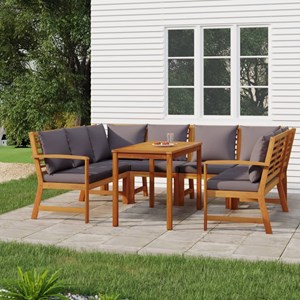 Maison exclusive - ensemble à manger de jardin coussins 7 pcs bois acacia
