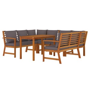 Maison exclusive - ensemble à manger de jardin coussins 7 pcs bois acacia