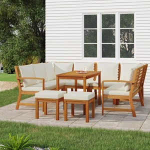 Maison exclusive - ensemble à manger de jardin coussins 9 pcs bois acacia