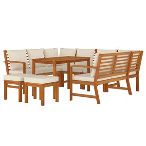 Maison exclusive - ensemble à manger de jardin coussins 9 pcs bois acacia