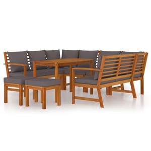 Maison exclusive - ensemble à manger de jardin coussins 9 pcs bois acacia