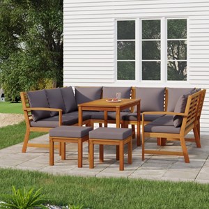 Maison exclusive - ensemble à manger de jardin coussins 9 pcs bois acacia