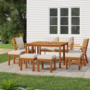 Maison exclusive - ensemble à manger de jardin coussins 9 pcs bois acacia