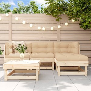 Maison exclusive - salon de jardin 5 pcs avec coussins bois massif
